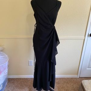 Black midi wrap dress.